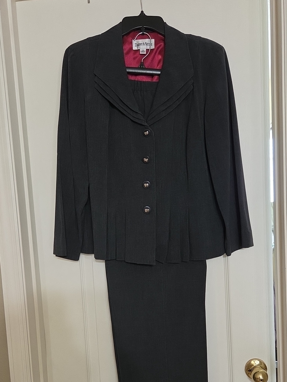 Danny & Nicole Dark Grey Pleated Women's Pant Suit